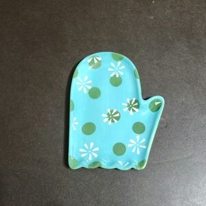 X Mas Cheer Whimsical Blue and Green Ceramic Glove Dish